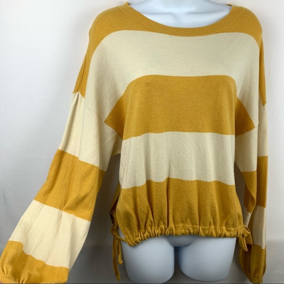Aerie Yellow Off White Stripe Sweater - Picture 13 of 13